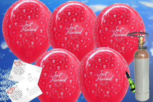Ballons-Helium-Midi-Set-Hochzeit-50-rote-Luftballons-Just-Married