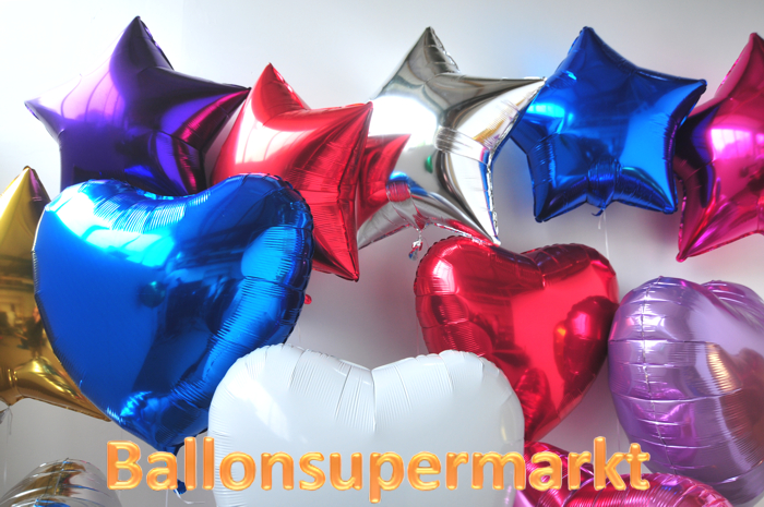 Folienballons Herzen und Sterne