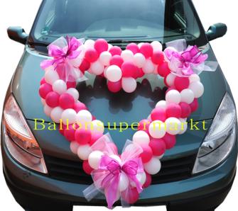 Hochzeit-Autodekoration-Luftballons-Herz-Hochzeitsschleifen