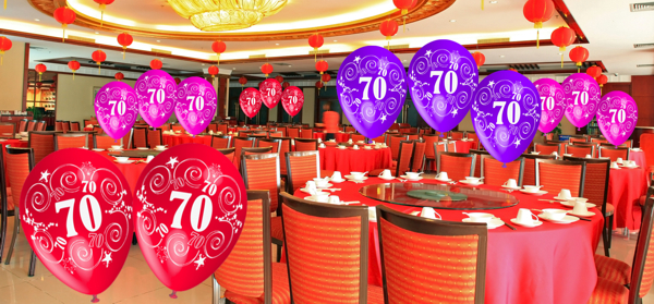 Luftballons mit Zahlen zum 70. Geburtstag