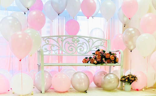 Deko mit Perlmutt Luftballons