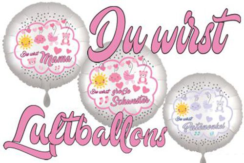 du wirst mama, oma, opa, bruder, schwester, tante, onkel, luftballons