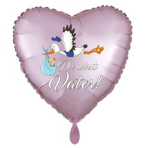 Du wirst Vater Luftballon, satinrosa, Herz, Klapperstorch