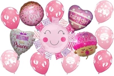 Luftballons zur Geburt eines Mädchens